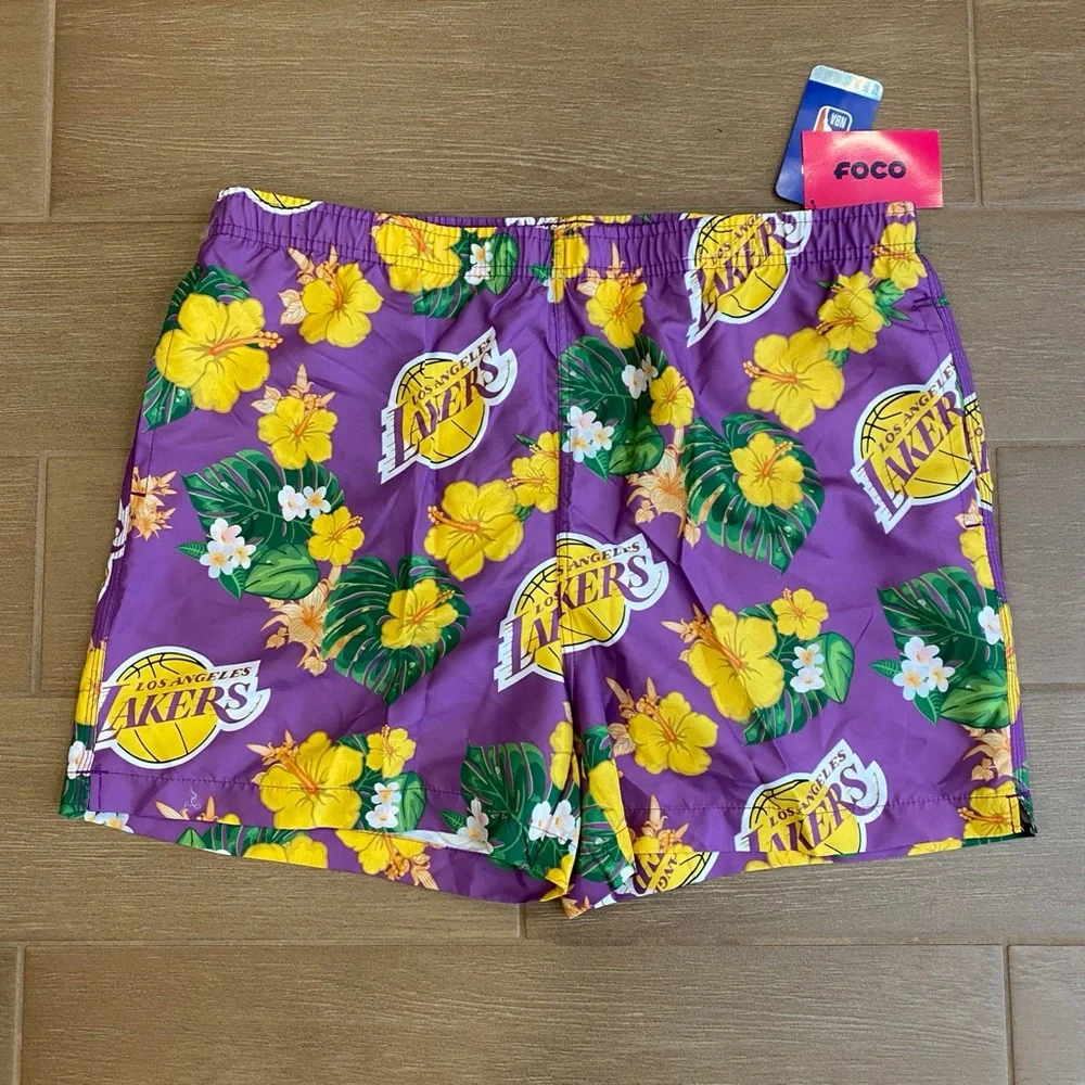 Los Angeles Lakers NBA Men’s Floral Slim Flit 5.5” Swim Trunks